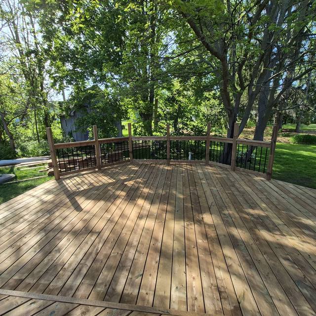 Deck under the trees — Coghill Construction & Renovations